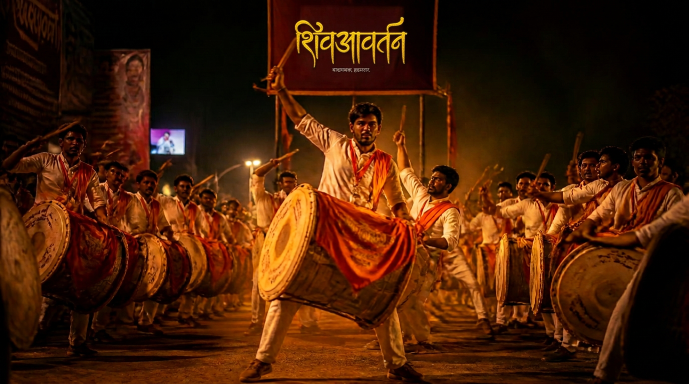 Shivavartan Dhol Tasha Pathak performing at night